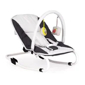 Leżaczki i huśtawki - Leżaczek bujaczek składana kołyska z zabawkami biało-grafitowy - miniaturka - grafika 1