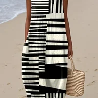 Sukienki - TEMU Letnia i Jesienna Modowa Sukienka Bez Rękawów z Luźnym Kieszeniami na Codzienne Wyjścia w Stylu Wakacyjnego Plażowego - miniaturka - grafika 1