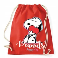 Plecaki worki - WOREK PLECAK CZERWONY Na Prezent Zakupy Wycieczkę SNOOPY Peanuts Wzory - miniaturka - grafika 1
