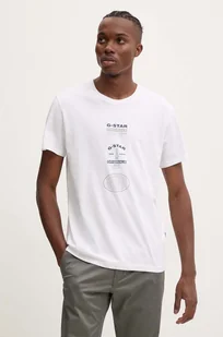 G-Star Raw t-shirt bawełniany męski kolor biały z nadrukiem D25083-C506 - Koszulki męskie - miniaturka - grafika 1