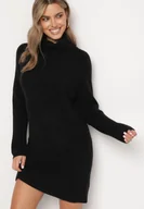 Sukienki - Czarna Dzianinowa Sukienka z Prążkowanego Materiału Liannae - miniaturka - grafika 1