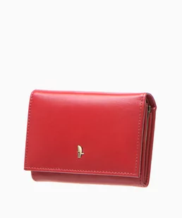 PUCCINI Klasyczny skórzany czerwony portfel damski z kieszenią zamykaną na bigiel - Portfele - miniaturka - grafika 1