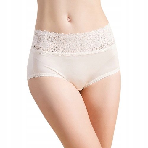 Figi Jedwabne Beżowe Wysoki Stan XXL Mulberry 6A 19 Momme 100% Jedwab