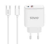 Ładowarki do telefonów - Savio LA-10 30W + kabel USB-C Biały - miniaturka - grafika 1