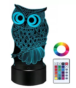 Lampka Nocna Sowa 3D Led Pilot Imię Grawer - Lampy stojące - miniaturka - grafika 1