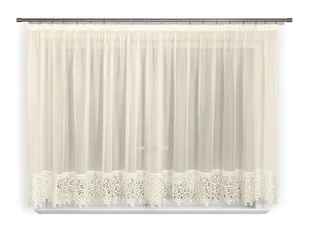 Firana 400x110, prosta, woal ecru, gipiura 15 cm - Firany - miniaturka - grafika 1