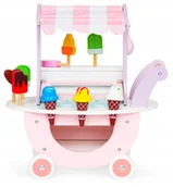Zabawy w naśladowanie dorosłych - Drewniany Wózek Lodziarnia Stragan Dla Dzieci Sklep Montessori Duży 3w1 - miniaturka - grafika 1