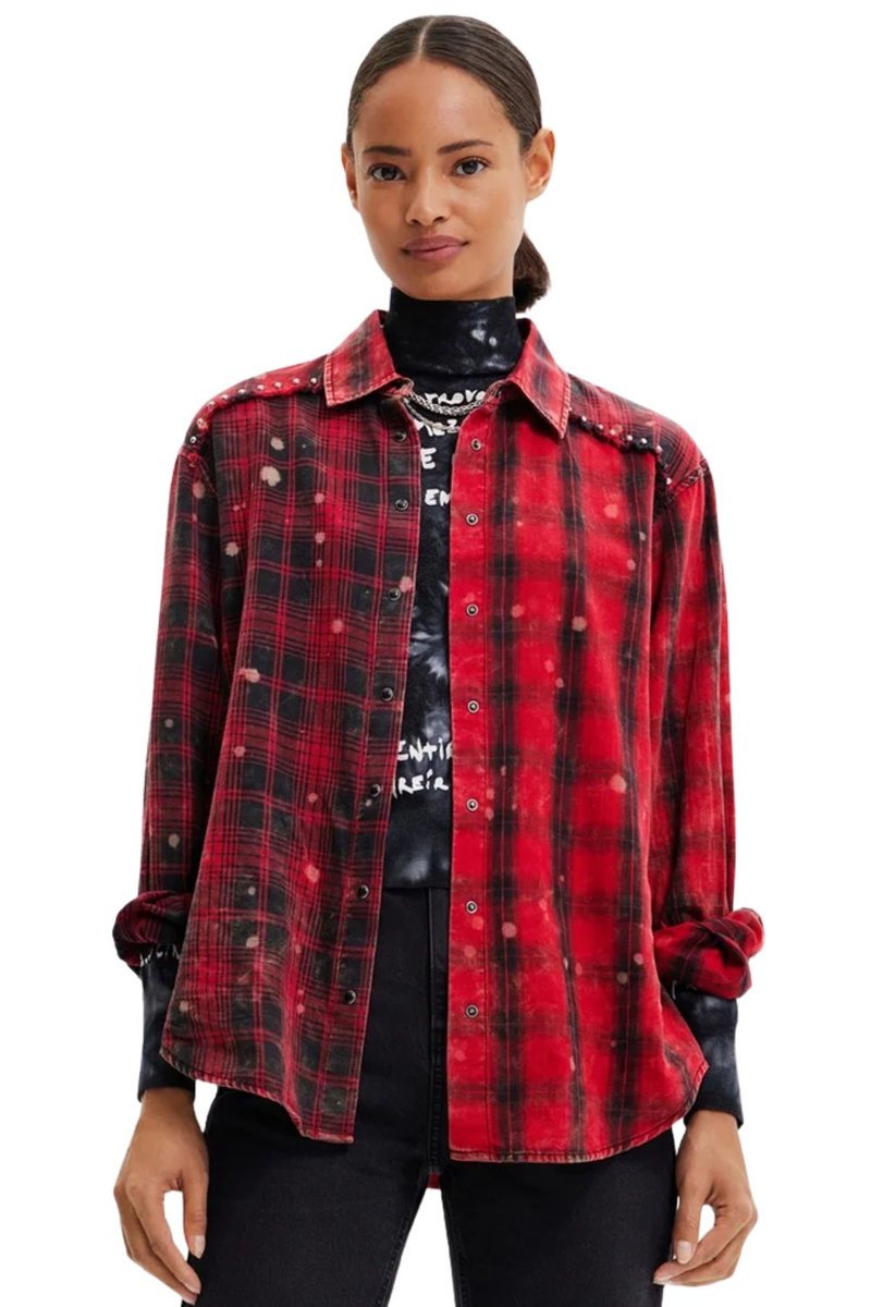 Koszula damska Desigual Eda czerwona w kratkę -XL