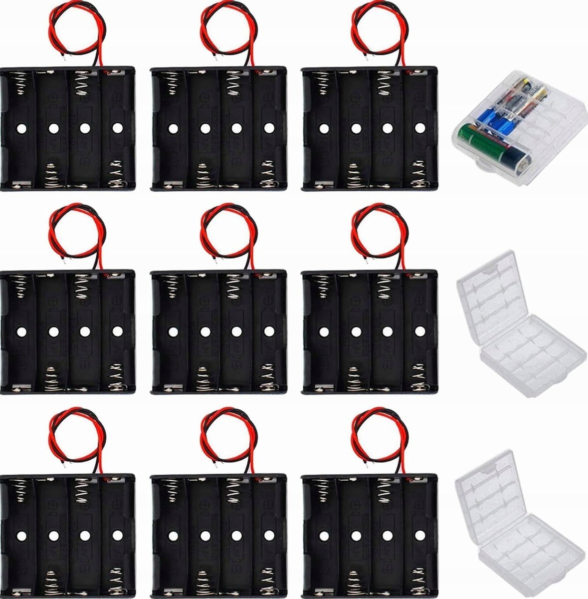 UCHWYT BATERII AA 9 SZTUK OBUDOWA ETUI ORGANIZER AKUMULATOR KABEL