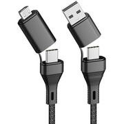 Kable USB - Forever Kabel USB/USB Typ-C - USB Typ-C/Micro USB Core 1.2 m Czarny - miniaturka - grafika 1