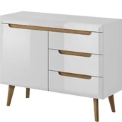 Komody - Komoda NKSZ107 Nordi Piaski Meble Biały / Biały Połysk / Dąb Riviera - miniaturka - grafika 1