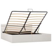 Łóżka - vidaXL Rama łóżka z podnośnikiem i LED, biała, ekoskóra, 160 x 200 cm - miniaturka - grafika 1