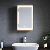 Szafki łazienkowe - SONNI Metalowa szafka lustrzana z oświetleniem LED 38x60x14 cm, Ściemnialny przełącznik dwudotykowy, 1 drzwi, Bezprzewodowa konstrukcja zawiasów, Szafka ścienna, Szafka łazienkowa - miniaturka - grafika 1