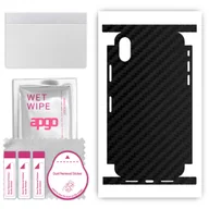 Szkła hartowane na telefon - Folia naklejka skórka strukturalna na TYŁ+BOKI do Apple iPhone X -  Carbon Czarny - apgo SKINS - miniaturka - grafika 1