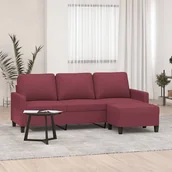 Sofy i kanapy - vidaXL 3-osobowa sofa z podnóżkiem winna czerwień 180 cm, tkaniną - miniaturka - grafika 1