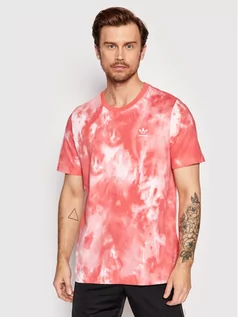 Koszulki sportowe męskie - T-Shirt adicolor Essentials Trefoil Tie-Dyed HE9447 Różowy Regular Fit - adidas - grafika 1