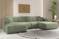 Narożniki - Sofa w kształcie U SIENA narożnik tkanina Poso jasnozielony - miniaturka - grafika 1