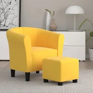 Fotele - Lumarko Fotel z podnóżkiem, żółty, tkanina - miniaturka - grafika 1