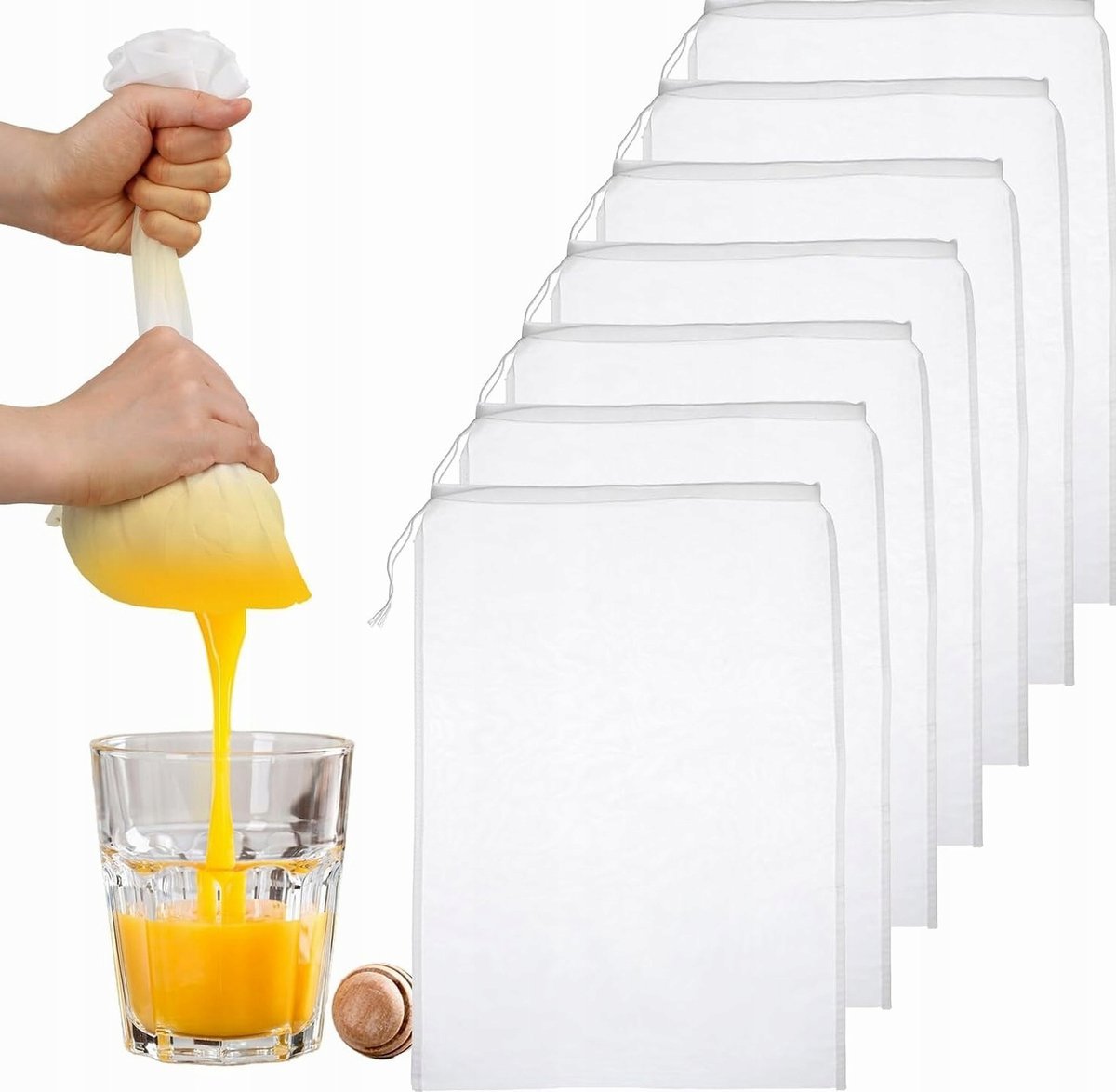 ŚCIERECZKI 6 SZTUK 20X16CM FILTRACYJNE SITKA NYLONOWE DO ŻYWNOŚCI WORECZKI