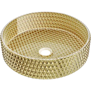 Mexen Aura szklana umywalka nablatowa 39 x 39 cm, złota - 24013952 - Umywalki - miniaturka - grafika 1