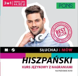 Pons Słuchaj i mów. Hiszpański kurs językowy z nagraniami, 3 w 1 praca zbiorowa - Książki do nauki języka hiszpańskiego - miniaturka - grafika 1