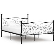 Łóżka - vidaXL Rama łóżka ze stelażem z listw, czarna, metalowa, 120 x 200 cm - miniaturka - grafika 1