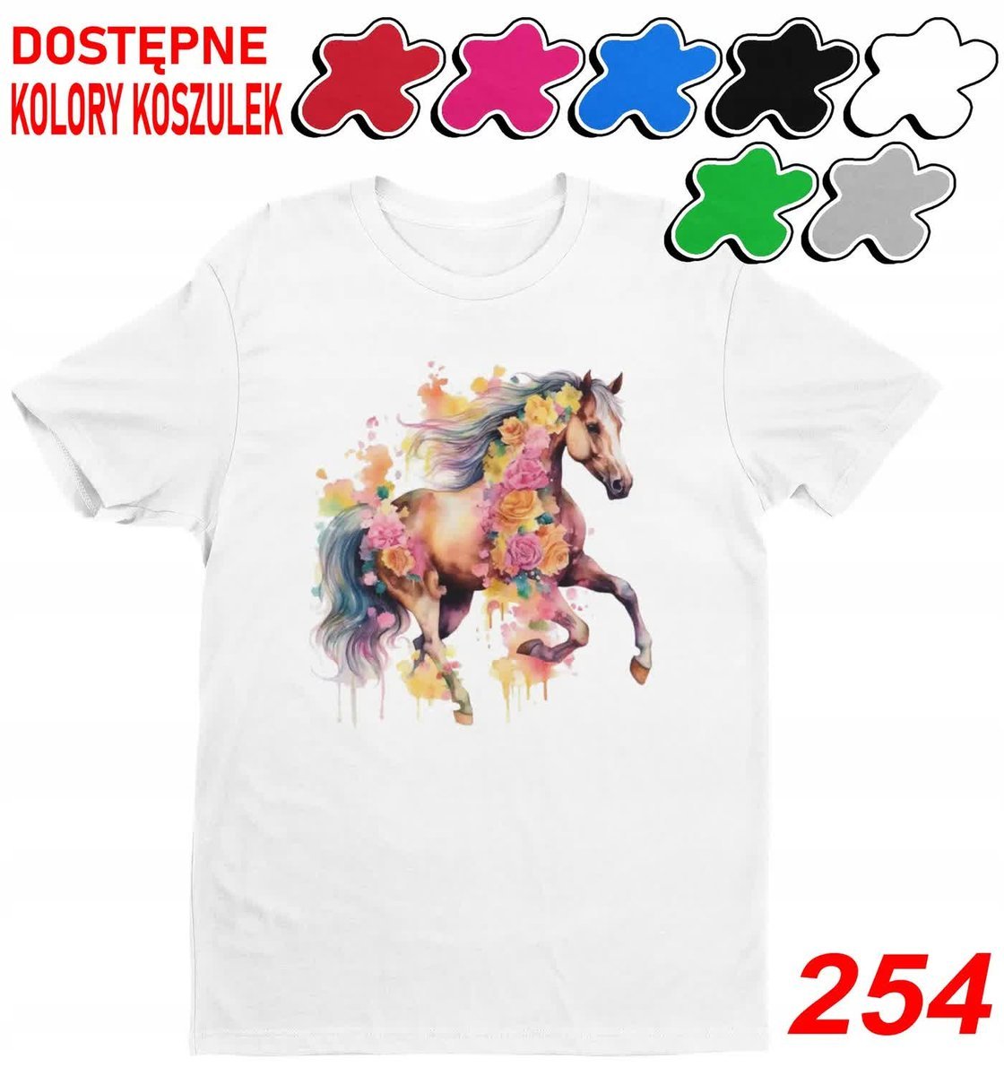 Dziecięca Koszulka T-Shirt Z Nadrukiem Duży Wybór Unicorn Konie -L 146-152