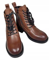 Botki damskie - Brązowe botki trzewiki damskie Cambell 24-29300BR skóra modne r.40 - miniaturka - grafika 1