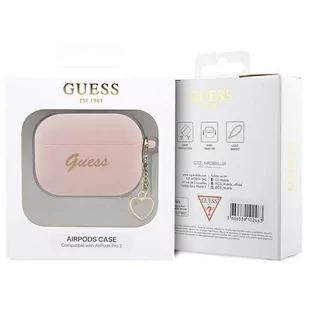 Guess GUAP2LSCHSP AirPods Pro 2 cover różowy/pink Silicone Charm Heart Collection - Akcesoria do słuchawek - miniaturka - grafika 3