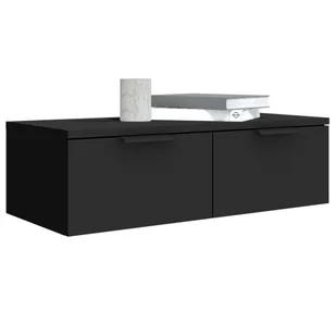 Szafka wisząca, czarna, 68x30x20 cm, materiał drewnopochodny Lumarko! - Półki do salonu - miniaturka - grafika 5