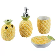 Akcesoria łazienkowe - 4-częściowy Zestaw Akcesoriów Łazienkowych Ananas Żółty Maicao - miniaturka - grafika 1