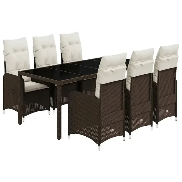 Zestaw Bistro Ogrodowy z Rattanu PE, Stół 190x90x75cm, Krzesła 54,5x58,5