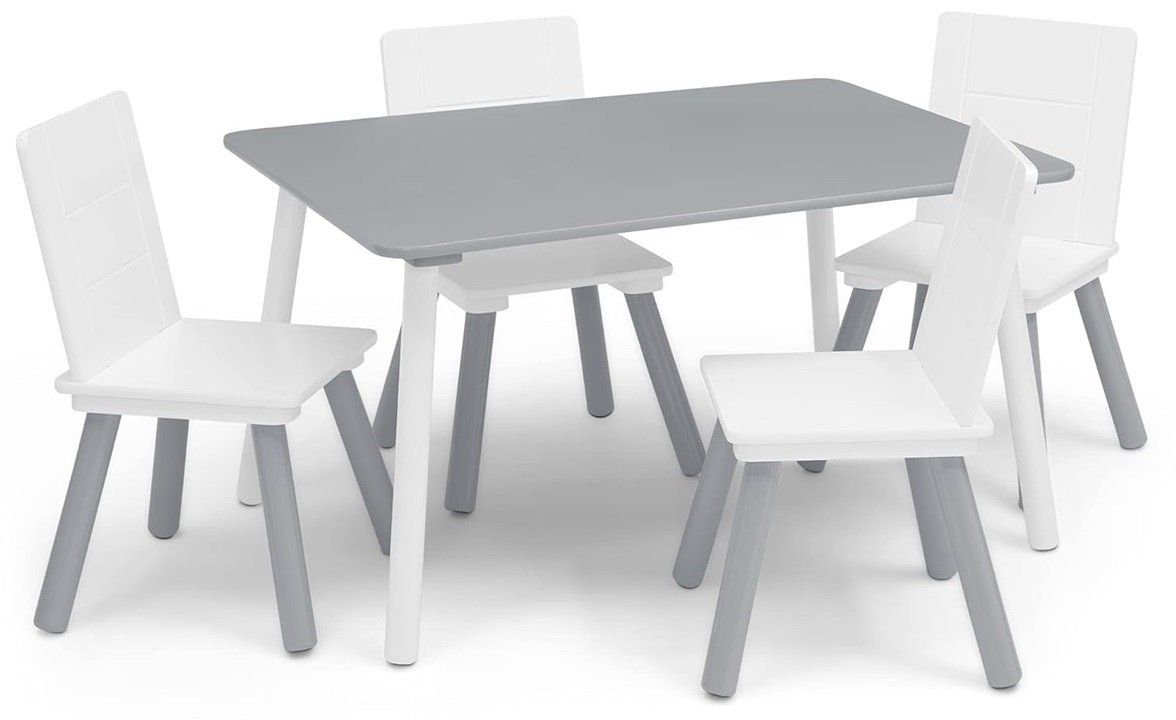 Stolik Siwy Szary Biały Stół 4 Krzesła Krzesełka Dla Dzieci Drewniany