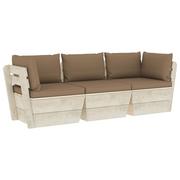 Sofy ogrodowe - vidaXL Ogrodowa sofa 3-osobowa z palet, z poduszkami, drewno świerkowe - miniaturka - grafika 1