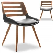 Krzesła - Szersze Krzesło Drewniane W Skórze Oparcie Ażrowa Sklejka Kansas Orzech - miniaturka - grafika 1