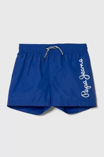 Spodnie i spodenki dla chłopców - Pepe Jeans szorty kąpielowe dziecięce LOGO SWIMSHORT kolor niebieski - grafika 1