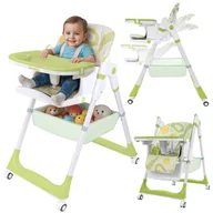 Krzesełka do karmienia - DUŻE SKŁADANE WIELOFUNKCYJNE KRZESEŁKO DO KARMIENIA 5W1 PAPUŚ OLIWKOWE - miniaturka - grafika 1
