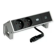 Gniazdka elektryczne - BACHMANN DESK2 2xUTE 1xUSB C 30W 0.2m GST18 INOX - miniaturka - grafika 1