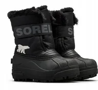 Śniegowce damskie - SOREL SNOW COMMANDER ŚNIEGOWCE CZARNE DZIECIĘCE CIEPŁE NA ZIMĘ 30 JKA - miniaturka - grafika 1