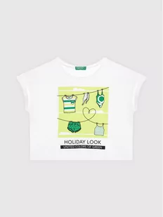 Benetton United Colors Of T-Shirt 3096C15AV Biały Boxy Fit - Koszulki dla chłopców - miniaturka - grafika 1