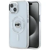 Etui i futerały do telefonów - Karl Lagerfeld IML Metal Karl Head MagSafe - Etui do iPhone 15 (biały) - miniaturka - grafika 1