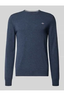 Sweter z dzianiny z czystej wełny jagnięcej z prążkowanymi wykończeniami - Gant - Swetry męskie - miniaturka - grafika 1