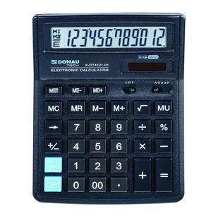 Kalkulator 12 pozycyjny DONAU TECH K-DT4121-01 199x153x31mm czarny /K-DT4121-01/ DN1184 - Kalkulatory - miniaturka - grafika 1