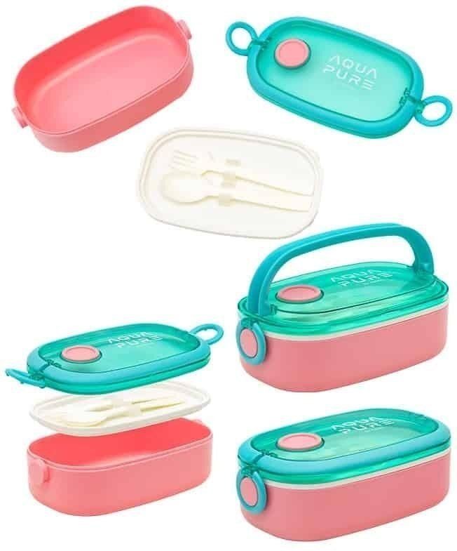 Astra Śniadaniówka Aqua Pure + sztućce mint/pink ASTRA