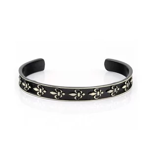 Bransoletka metalowa w kolorze czarnym ze zdobieniami EM 48 - EM Men's Accessories - Bransolety męskie - miniaturka - grafika 1