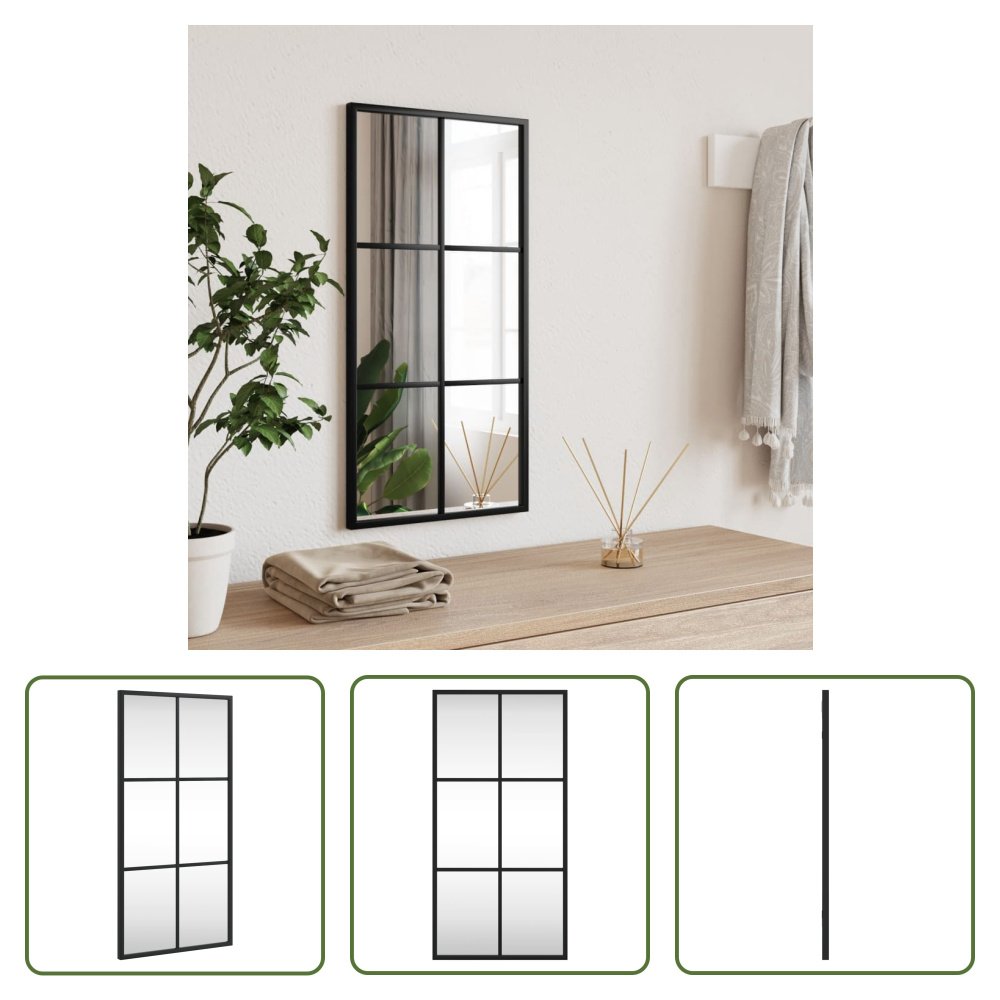 Lustro ścienne Living Store czarne 30x60 cm prostokątne żelazo