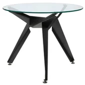 Stoły - Szklany czarny stół ze stalową ramą E0-A06 - miniaturka - grafika 1