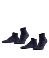 Skarpetki męskie - FALKE Mężczyźni Skarpety do trampek Happy 2-Pack M SN Bawełna krótkie jednokolorowe 2 Pak, Niebieski (Dark Navy 6375), 43-46 - miniaturka - grafika 1
