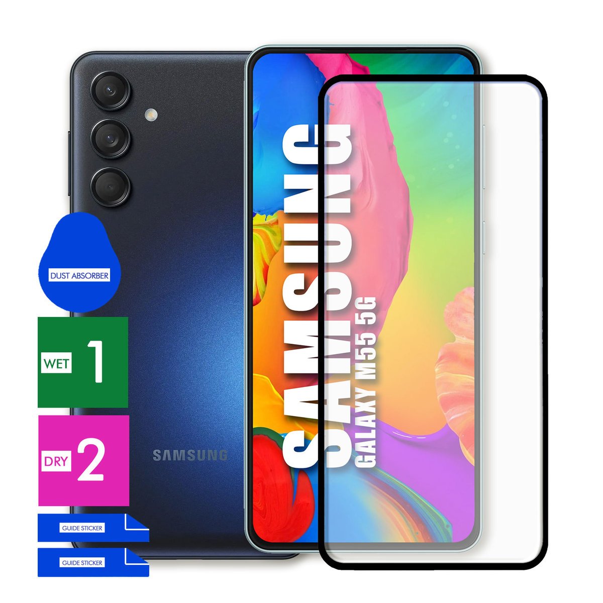 SZKŁO OCHRONNE DO SAMSUNG GALAXY M55 5G HARTOWANE 9H PEŁNE CAŁY EKRAN 5D