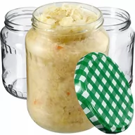 Pojemniki kuchenne - Szklane słoiki Jukka 720ml 24 szt. 82mm + wieczka "Zielona Krata" - miniaturka - grafika 1